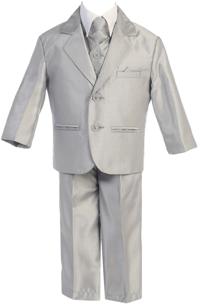 Download Boys Silver Metallic 7pc Suit W - Formal Wear PNG Image with ...