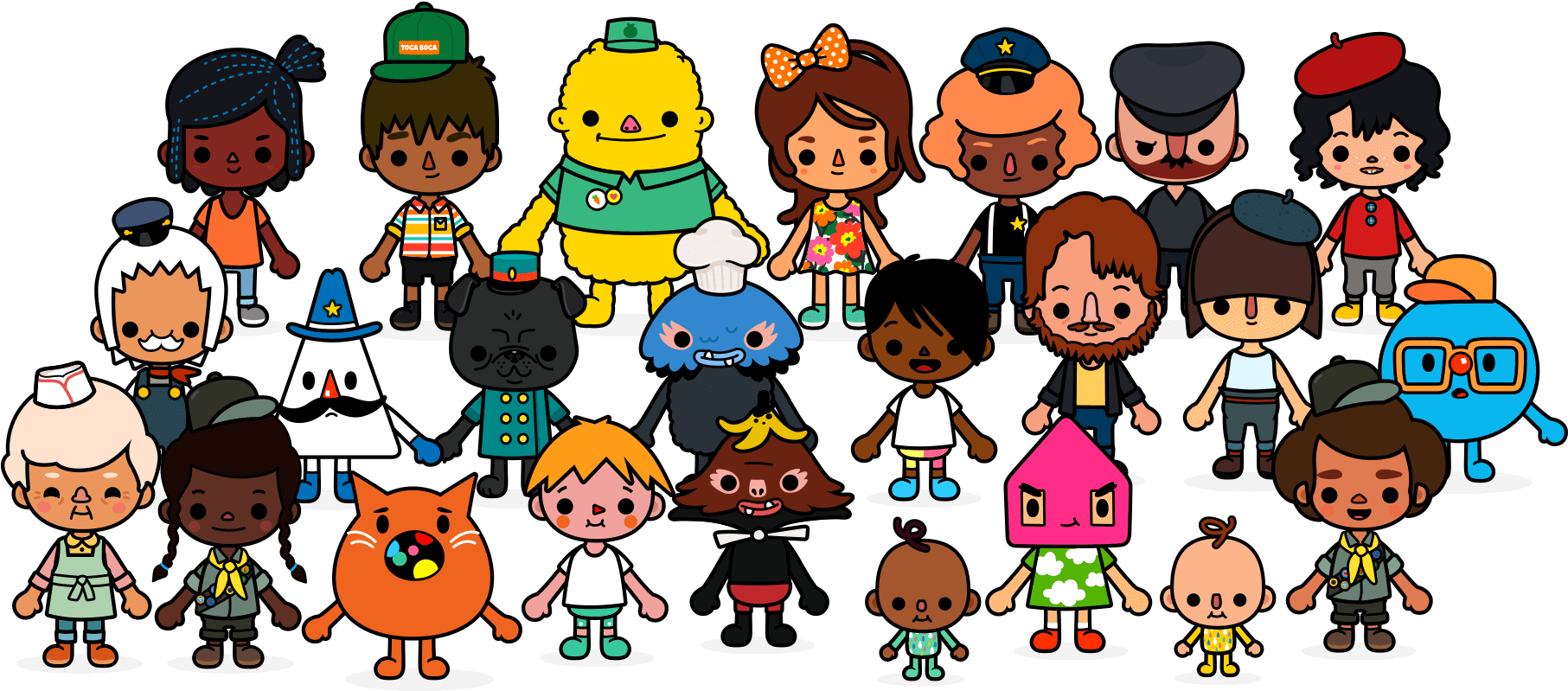 Town Clipart Drawing - Toca Boca Character Names (2000x800), Png Download