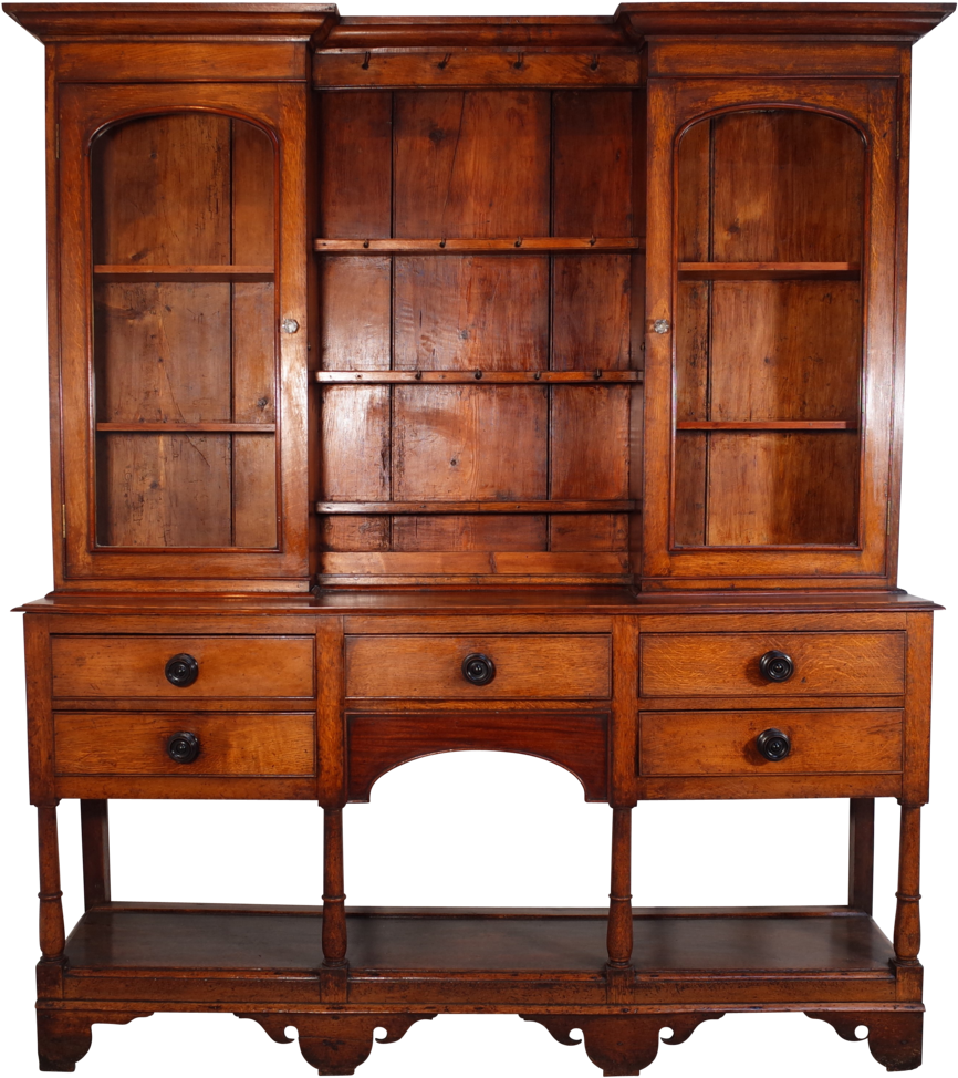 Download Oak Welsh Dresser With Two Glazed Cupboards China