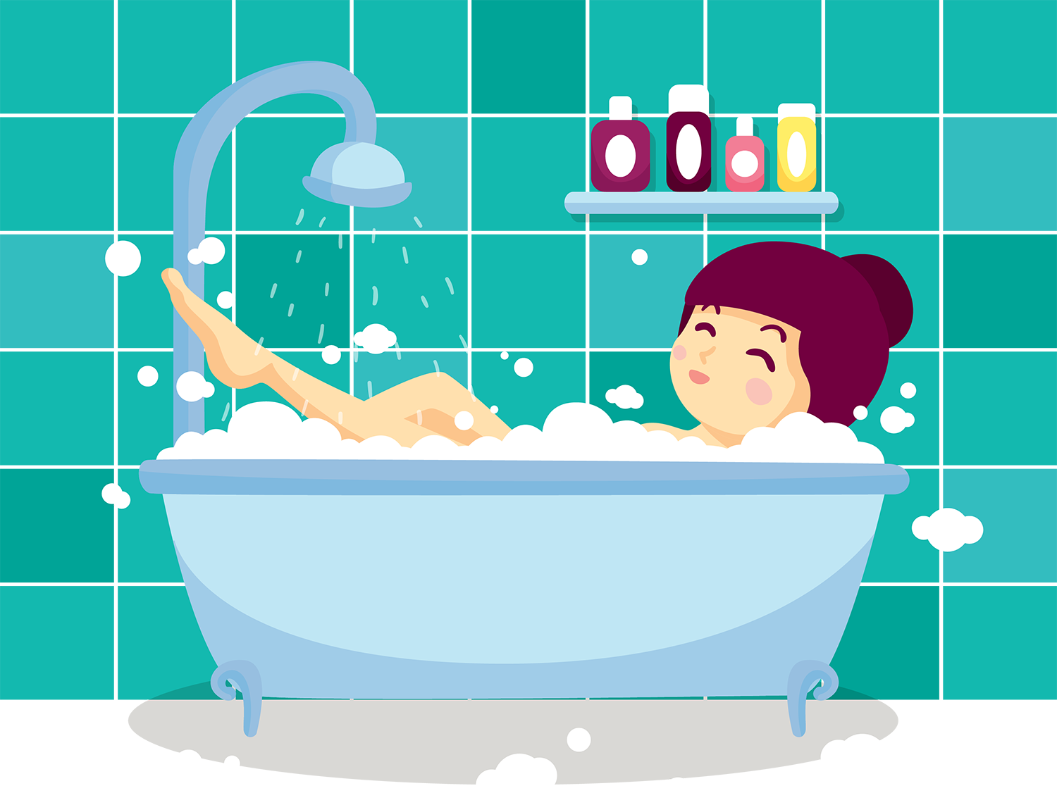 Download Bathing Bathroom Bubble Bath Bathtub Towel Cute Cartoon ...
