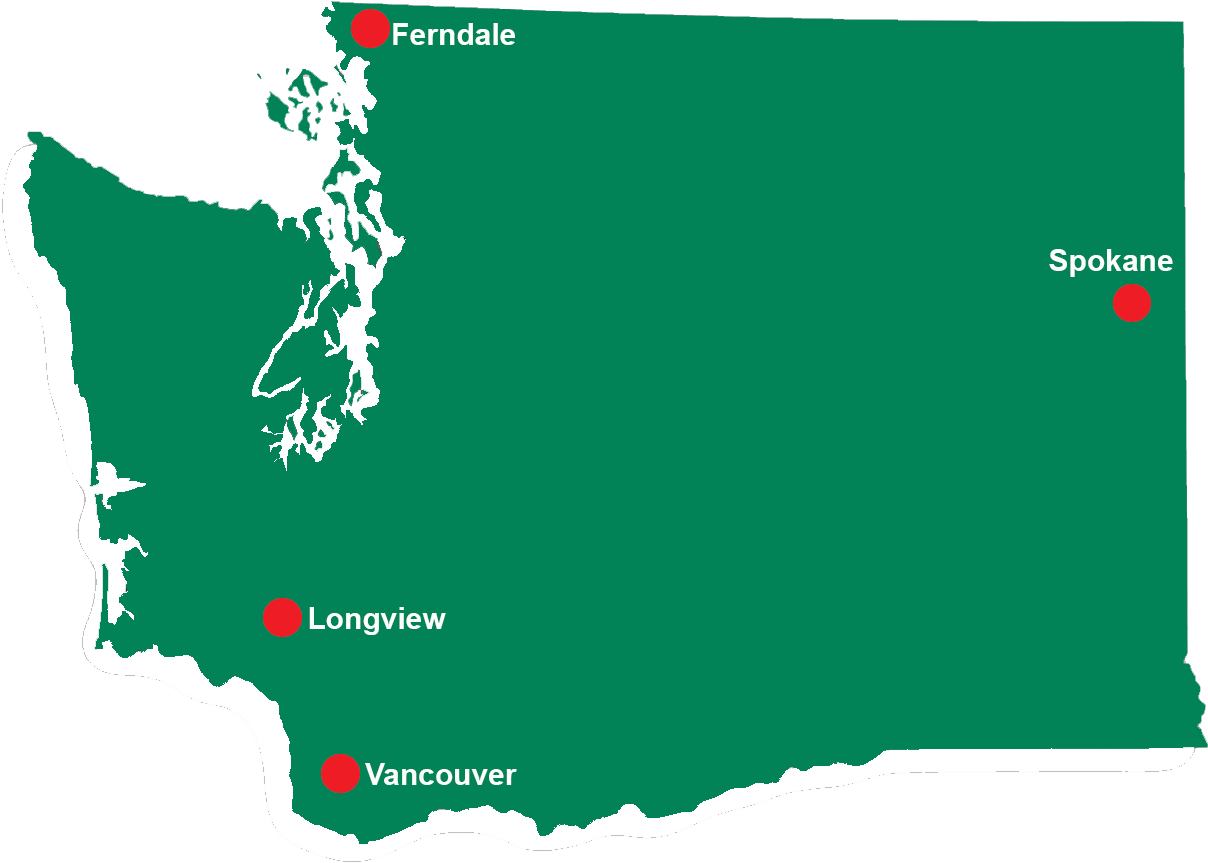 Green Map Of Washington State With Red Dots Indicating Map Of Washington State Free 2776