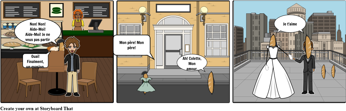 Colette The Baguette - Cartoon (1164x385), Png Download