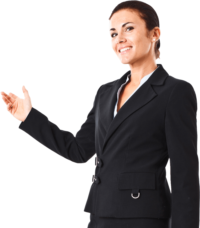 Download Lady On Header - Professional Pointing Png Png Image With No 