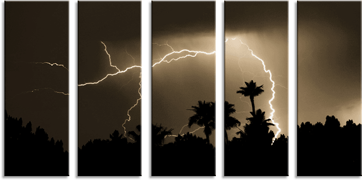 Lightning 5 Panel Canvas Picture - Silhouette (800x601), Png Download